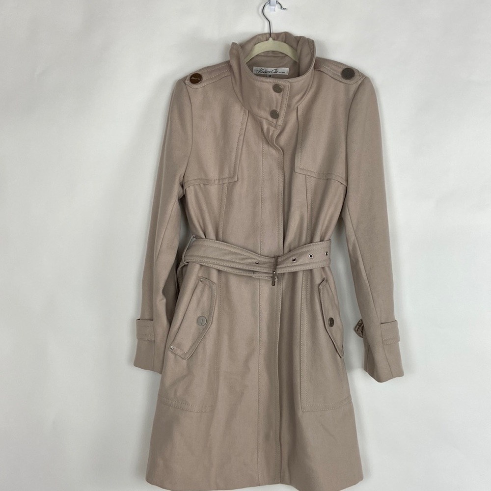 Kenneth Cole New York Wool Belted Zip Up & Down Snap Zip Full Length Trench Coat - Picture 16 of 16
